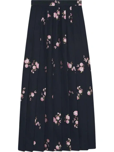 Shop Gucci Floral Fil Coupé Maxi Skirt In Blue