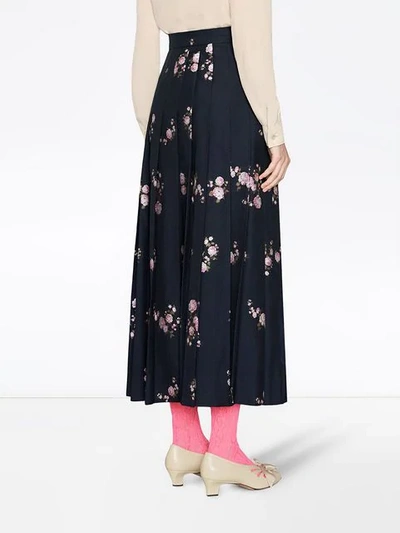 Shop Gucci Floral Fil Coupé Maxi Skirt In Blue