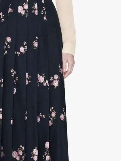 Shop Gucci Floral Fil Coupé Maxi Skirt In Blue