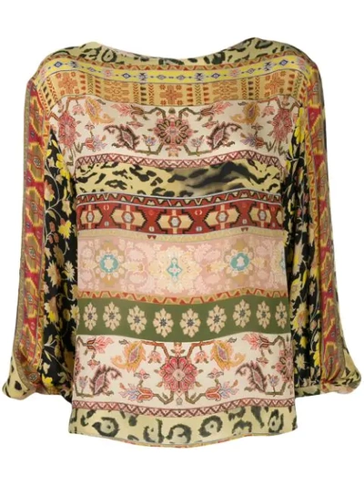 Shop Etro Printed Long-sleeved Blouse In Yellow