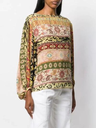 Shop Etro Printed Long-sleeved Blouse In Yellow