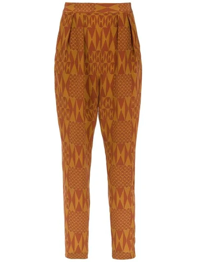 Shop Andrea Marques Printed Silk Pants In Brown