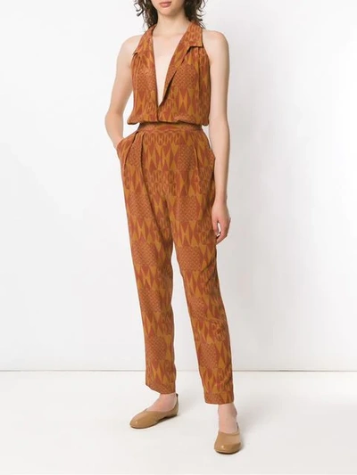 Shop Andrea Marques Printed Silk Pants In Brown