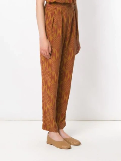 Shop Andrea Marques Printed Silk Pants In Brown