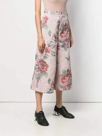 Pre-owned Comme Des Garçons 1999's Floral Culottes In Pink