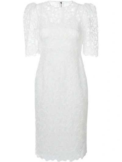 Shop Dolce & Gabbana Floral Lace Dress In White