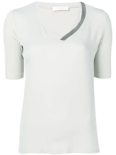Shop Fabiana Filippi T-shirt Mit Verziertem Ausschnitt - Grau In Grey