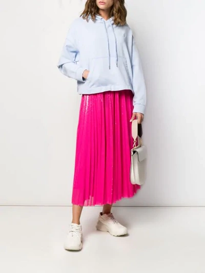 Shop Msgm Sequin Pleated Skirt In Pink