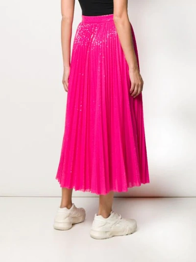 Shop Msgm Sequin Pleated Skirt In Pink
