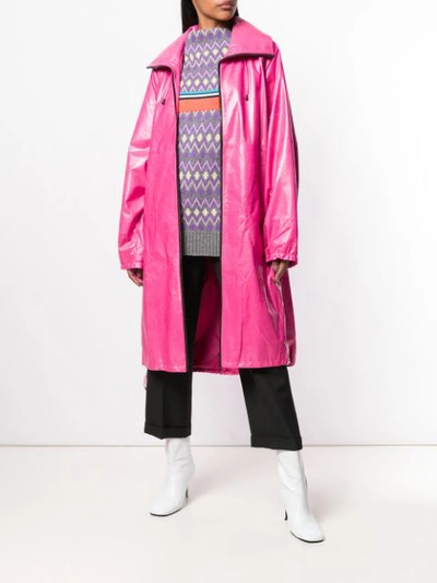 Shop Marni Hooded Zipped Raincoat - Pink