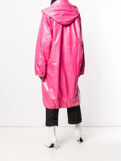 Shop Marni Hooded Zipped Raincoat - Pink