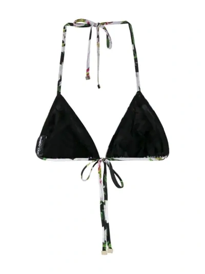 Shop Dolce & Gabbana Lily Print Bikini Top In Hnkk8 Gigli Nero