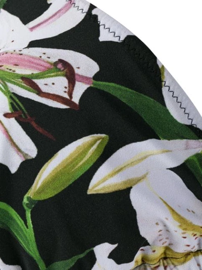 Shop Dolce & Gabbana Lily Print Bikini Top In Hnkk8 Gigli Nero
