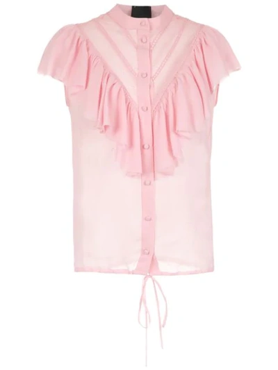 Shop Andrea Bogosian Ruffled Silk Shirt In Pink