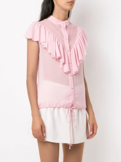 Shop Andrea Bogosian Ruffled Silk Shirt In Pink