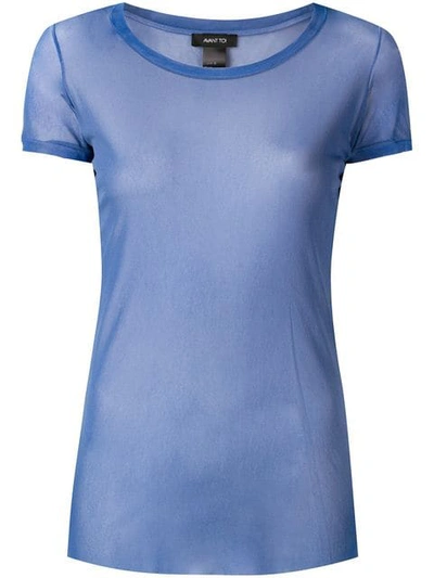 Shop Avant Toi Round-neck Tulle T-shirt In Blue