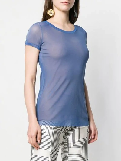 Shop Avant Toi Round-neck Tulle T-shirt In Blue