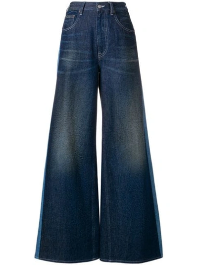 Shop Mm6 Maison Margiela Wide Leg Jeans - Blue