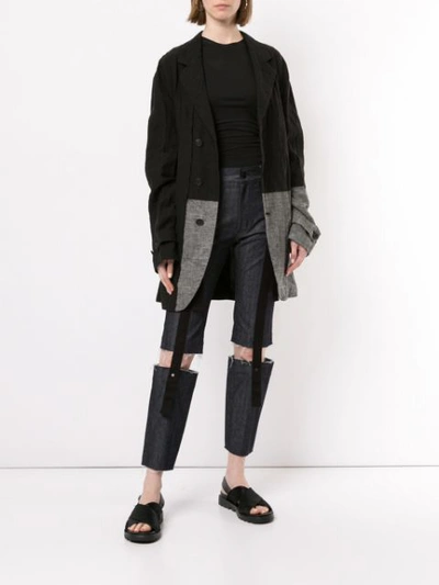 Shop Yohji Yamamoto Cropped Hang Jeans In Blue