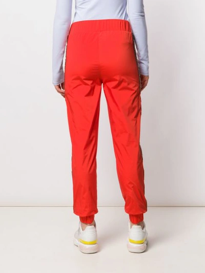 Shop Fendi Logo Stripe Track Pants In Red