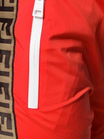 Shop Fendi Logo Stripe Track Pants In Red