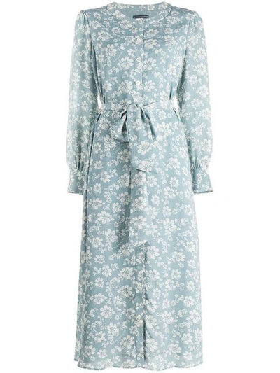 Shop Alexa Chung Floral Print Shirt Dress - Blue