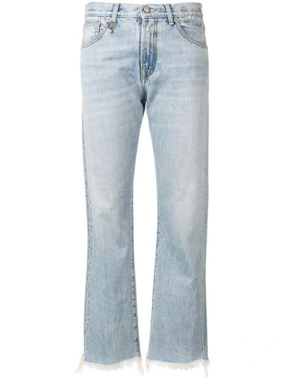 Shop R13 Frayed Hem Jeans In Blue