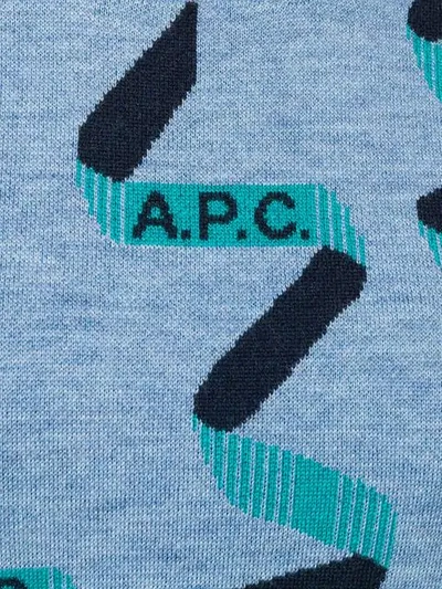 Shop A.p.c. Logo Intarsia Jumper In Blue