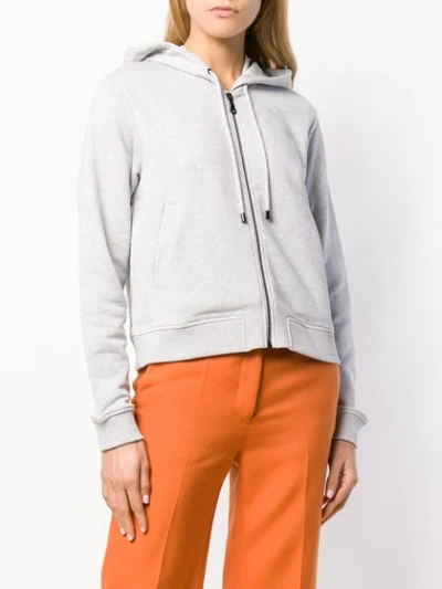 Shop Kenzo Tiger Embroidered Zip Front Hoodie In Grey