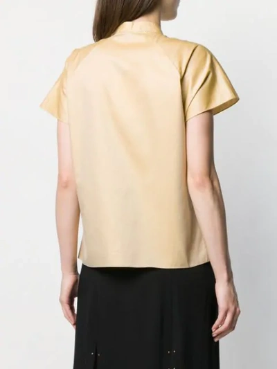 Shop Theory Short-sleeve Fitted Shirt In Neutrals