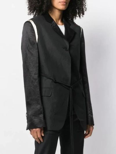 Shop Ann Demeulemeester Contrast Sleeve Blazer - Black