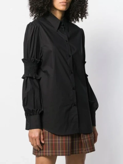 Shop Mm6 Maison Margiela Ruffle Sleeve Shirt In Black