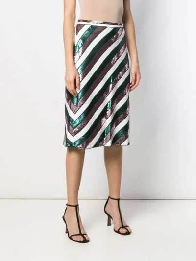 Shop Diane Von Furstenberg Sequin Stripe Skirt In Green