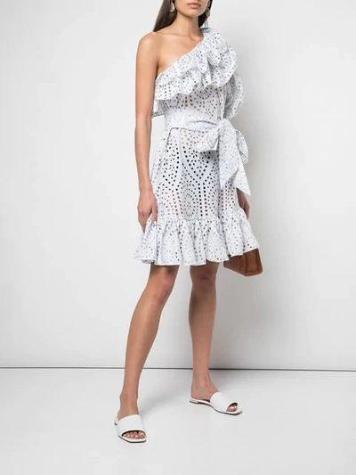 Shop Lisa Marie Fernandez Embroidered Ruffle Dress - White