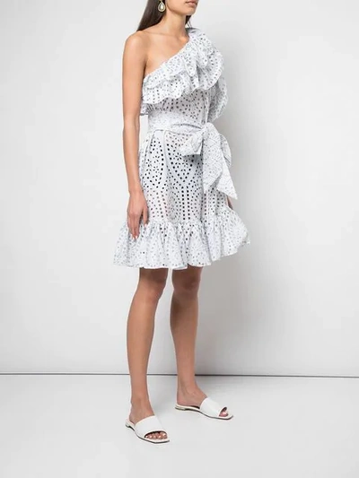 Shop Lisa Marie Fernandez Embroidered Ruffle Dress - White