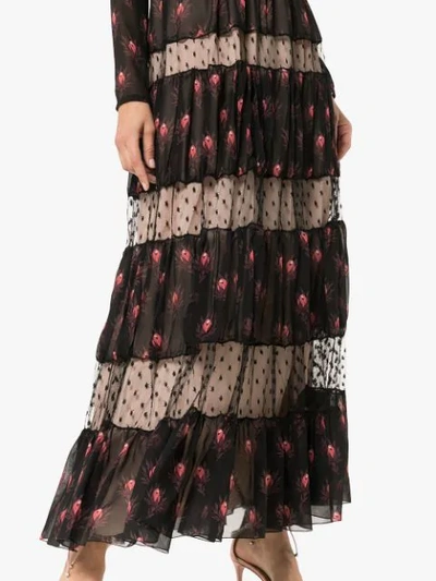 Shop Giambattista Valli Long Sleeve Pattern Maxi Dress - Black