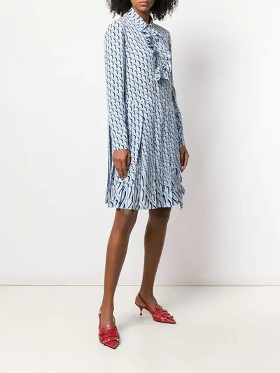 Shop Prada Printed Shift Dress In Blue