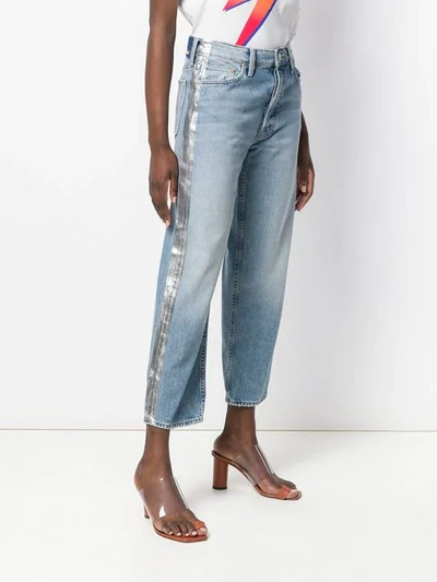 Shop Mother The Trasher Cropped Jeans In Blue