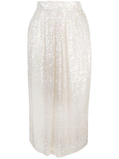 Shop Adam Lippes Sequin Embellished Skirt In White