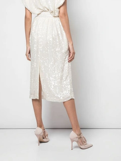 Shop Adam Lippes Sequin Embellished Skirt In White
