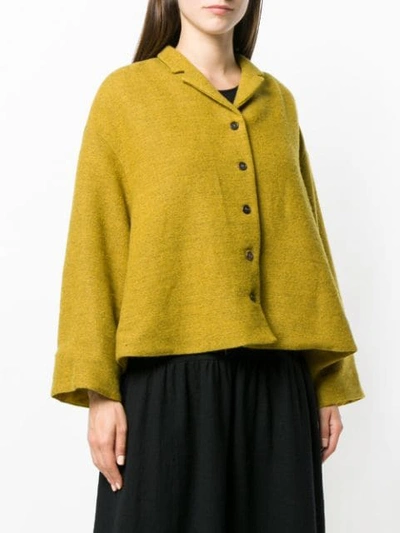 Shop Apuntob Cropped Flared Jacket - Yellow