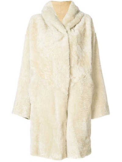 hooded shearling coat