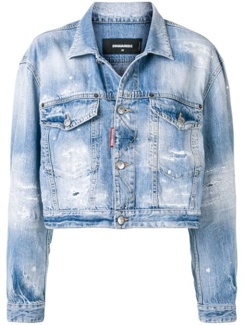 cropped destroyed denim jacket