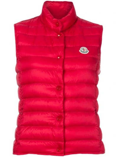 Shop Moncler Down-filled Sleeveless Gilet In Red
