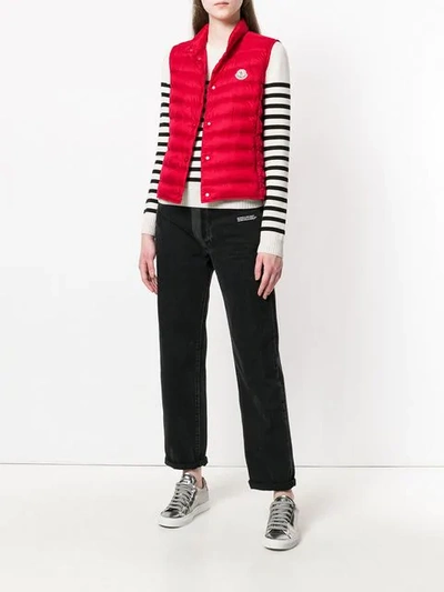 Shop Moncler Down-filled Sleeveless Gilet In Red