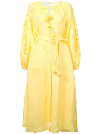 Shop Vita Kin Eyelet Detail Midi Dress - Yellow