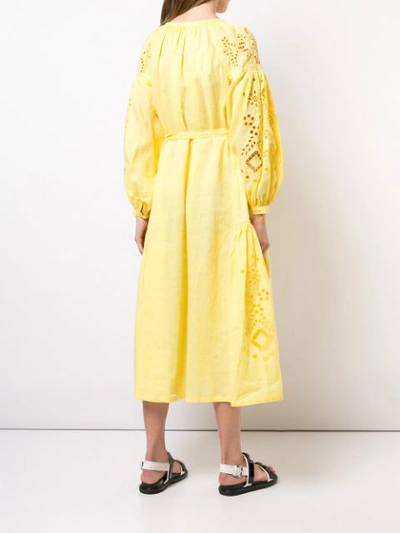 Shop Vita Kin Eyelet Detail Midi Dress - Yellow