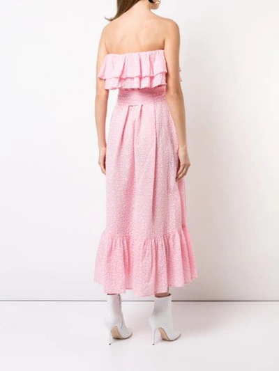 Shop Lisa Marie Fernandez Strapless Ruffle Midi Dress In Pink