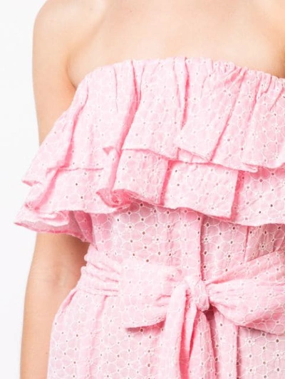 Shop Lisa Marie Fernandez Strapless Ruffle Midi Dress In Pink