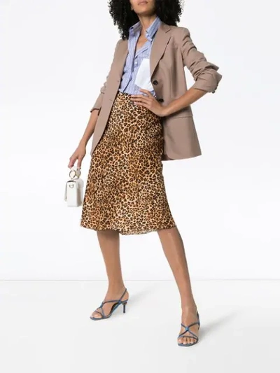 Shop Nanushka Zarina Leopard Print Straight Midi Skirt In Brown